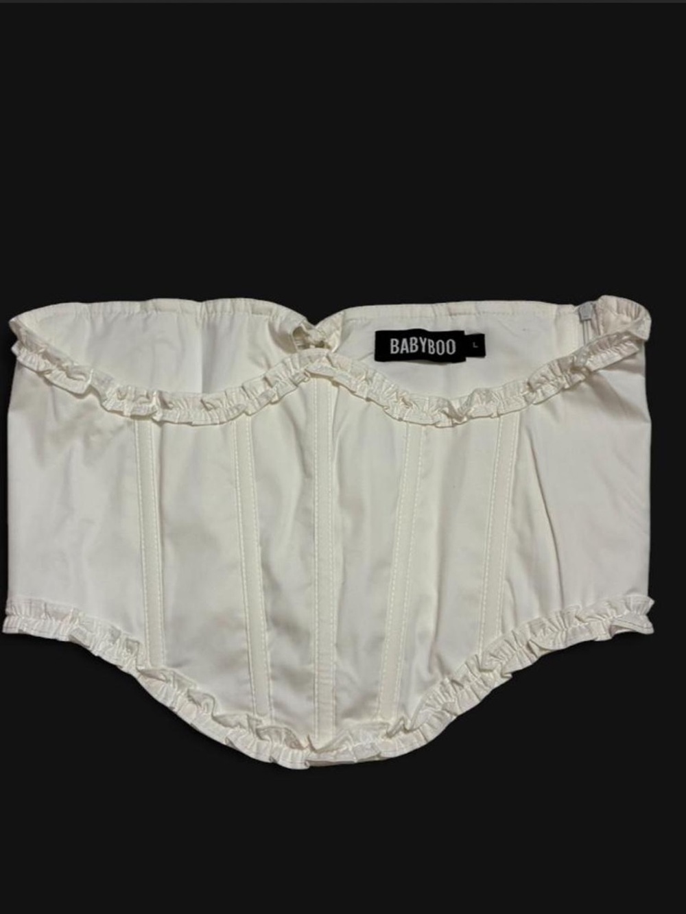 BABYBOO- white corset with ruffles-Size: L.